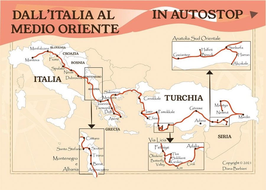 autostop dall'Italia al Medio Oriente